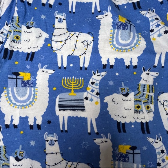 Adult Hanukkah pajama set, cotton knit top & pants with llama print -size M-NWOT - Picture 6 of 16